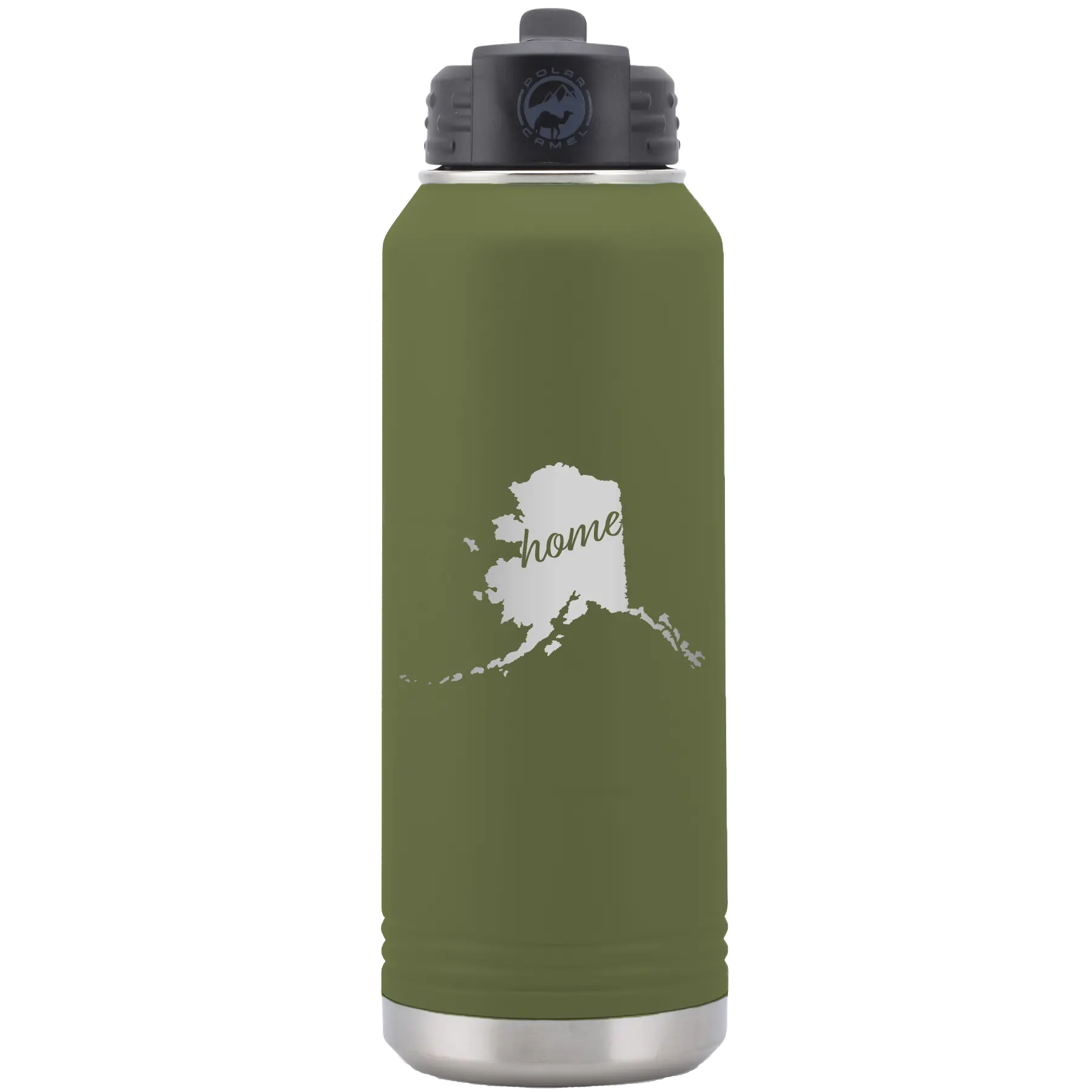 Alaska Home 32 oz Water Bottle | Olive Green